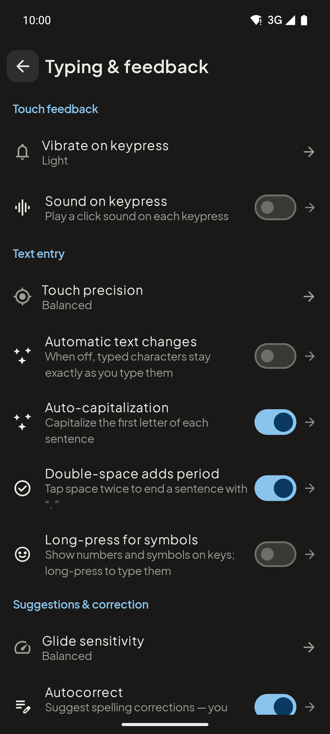 PrivaKey typing and feedback settings