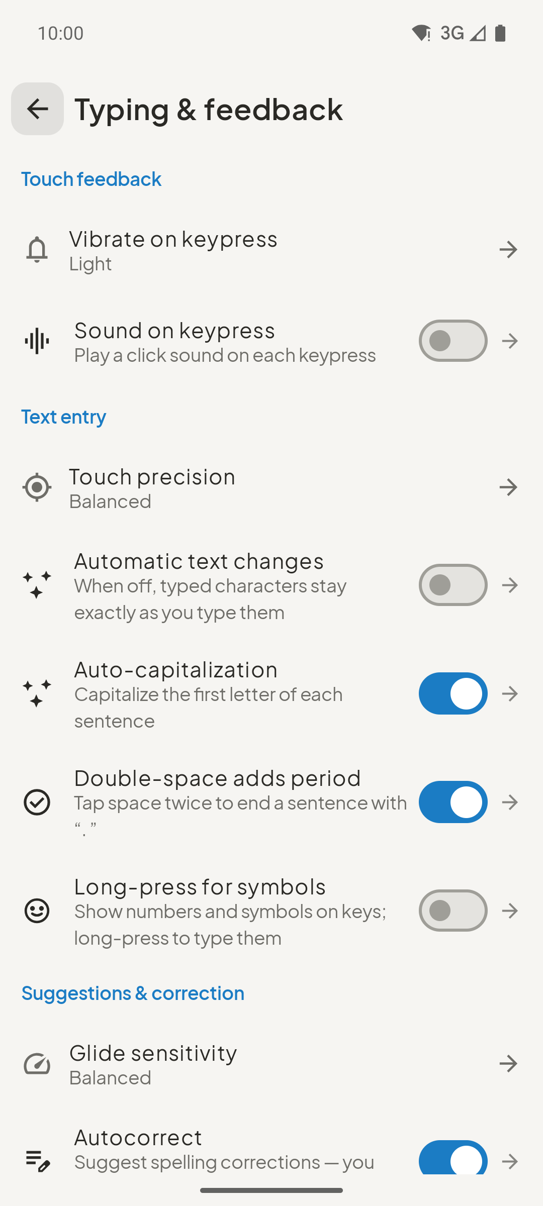 PrivaKey typing and feedback settings