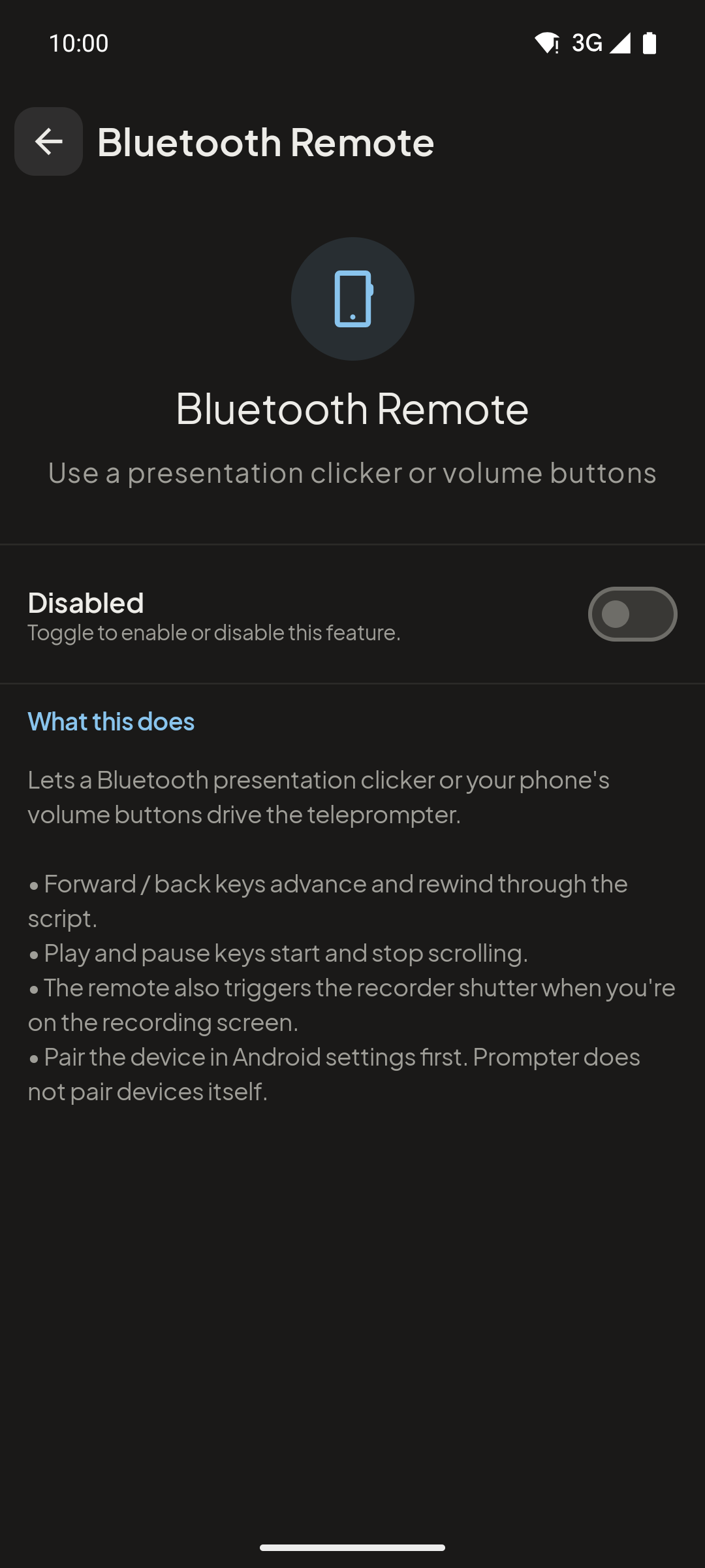 Bluetooth remote control