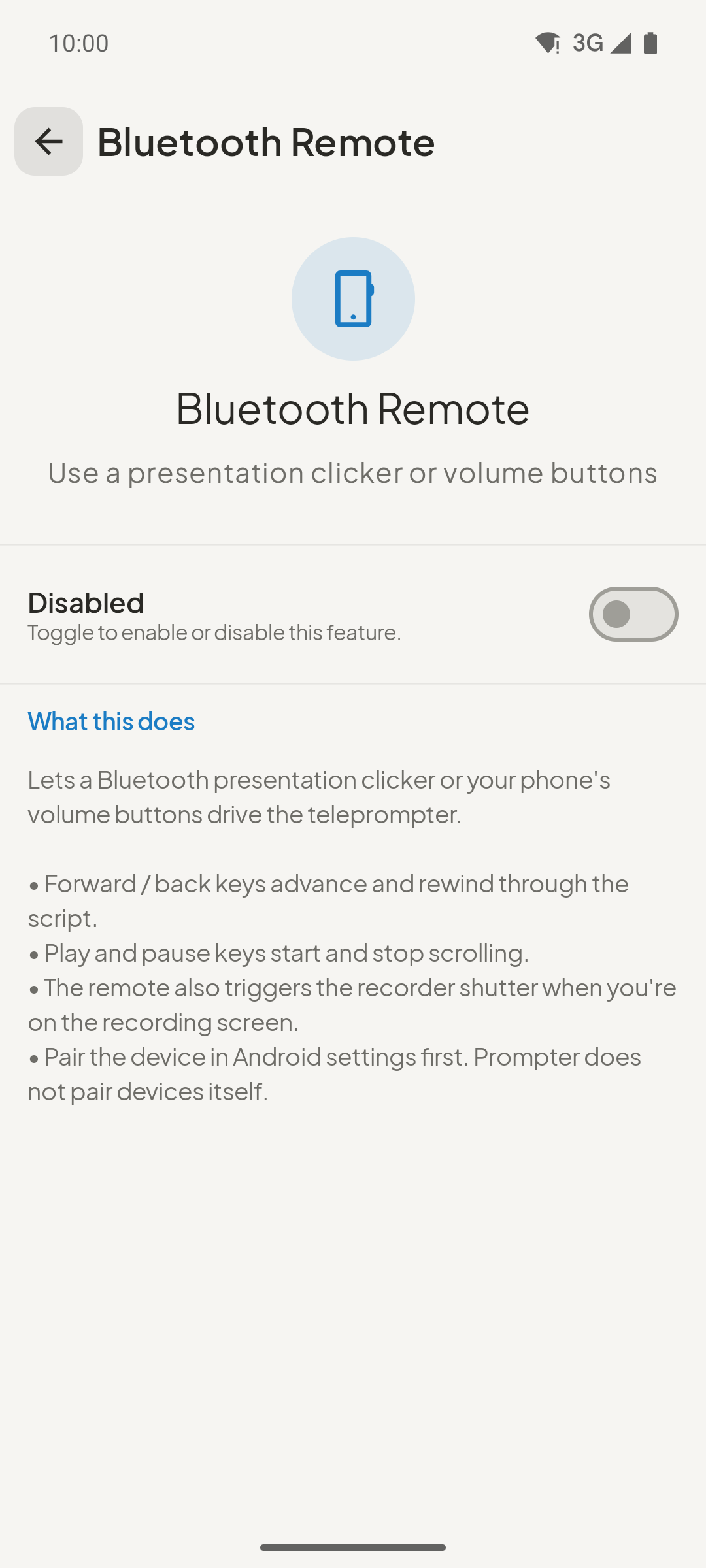 Bluetooth remote control