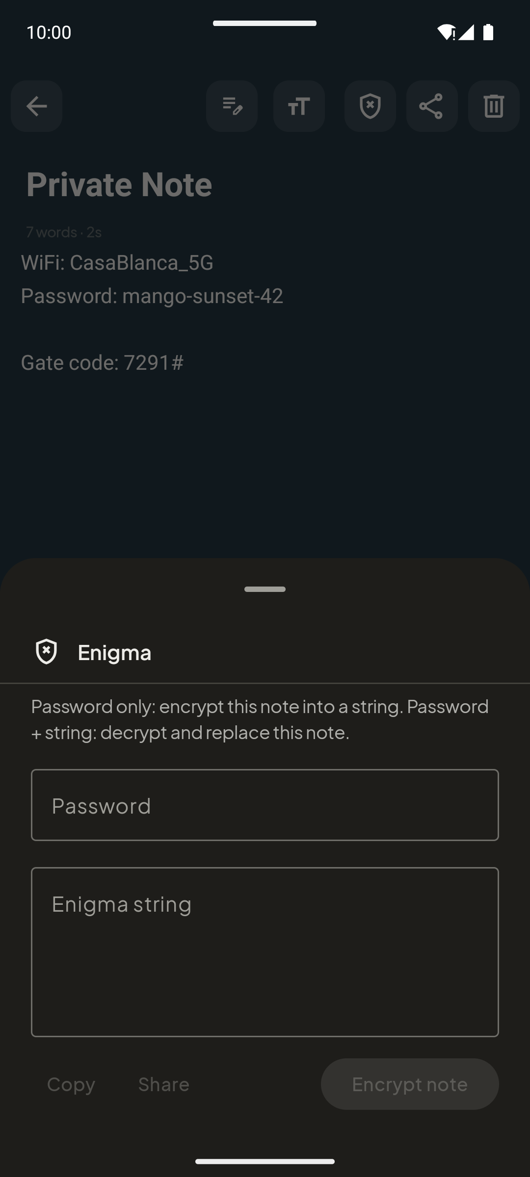 Hidden note unlock