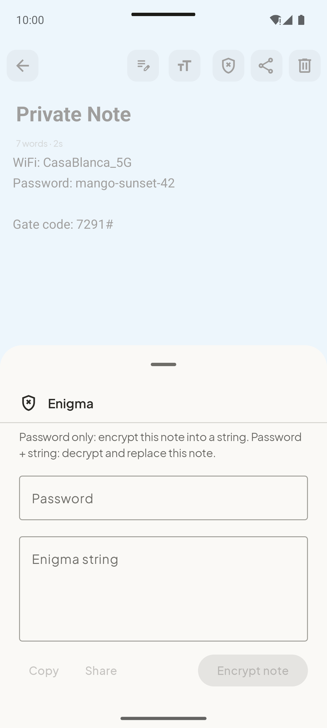 Hidden note unlock